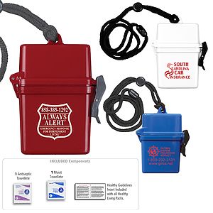 "EZ CARRY KIT 1" 9 Piece First Aid Kit In Nine Components Inserted Into Hard Plastic Hinged Top Wate