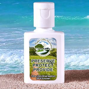 “SunFun” .5 oz Broad Spectrum SPF 30 Sunscreen Lotion In Solid White Flip-Top Squeeze Bottle