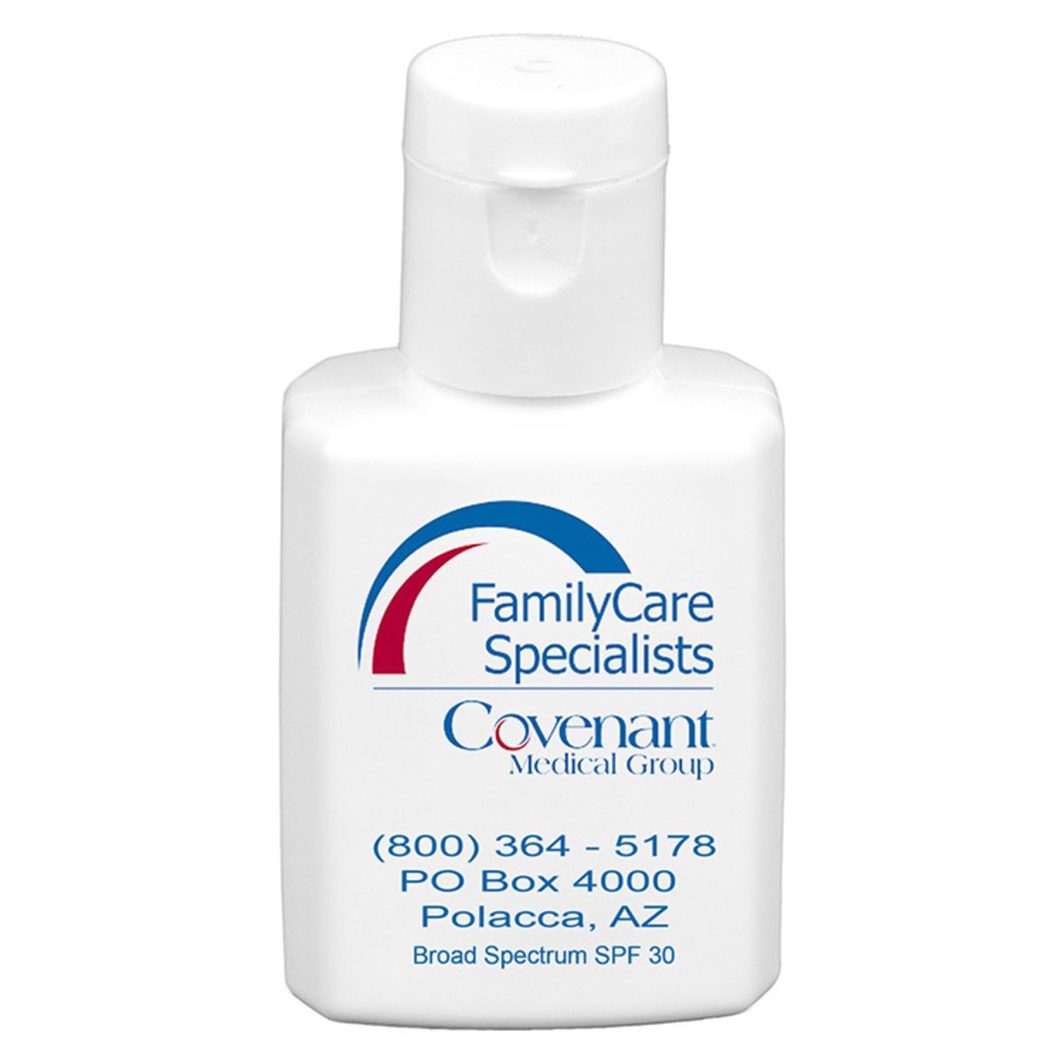 1.0 oz Broad Spectrum SPF30 Sunscreen Lotion in Solid White Flip-Top Squeeze Bottle