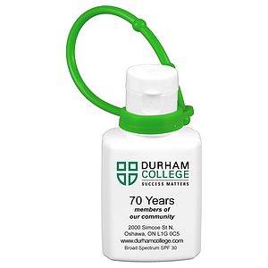 “SunFun Connect” .5 oz Broad Spectrum SPF 30 Sunscreen Lotion In Solid White Flip-Top Squeeze Bottle