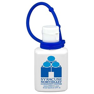 “SunFun L Connect” 1.0 oz Broad Spectrum SPF30 Sunscreen Lotion in Solid White Flip-Top Squeeze Bott