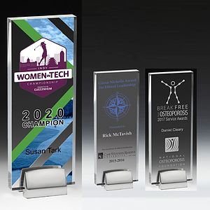 Rectangle Award w/ Chrome Base (3 1/2" x 9" x 3/4") - Screen Printed