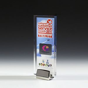 Rectangle Award w/ Chrome Base (3 1/2" x 9" x 3/4") - Screen Printed