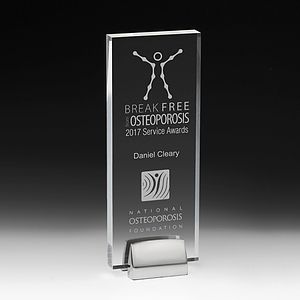 Rectangle Award w/ Chrome Base (3 1/2" x 9" x 3/4") - Screen Printed