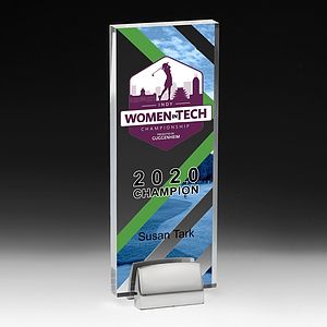 Rectangle Award w/ Chrome Base (3 1/2" x 9" x 3/4") - Screen Printed