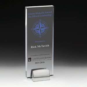 Rectangle Award w/ Chrome Base (3 1/2" x 9" x 3/4") - Screen Printed