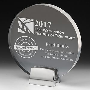 Round Award w/Chrome Base (6 1/2" dia. x 3/4") - Screen Printed