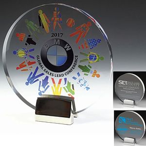 Round Award w/Chrome Base (6 1/2" dia. x 3/4") - Screen Printed