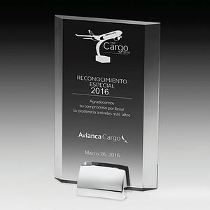 Rectangular Beveled Award w/ Chrome Base (5" x 7 3/4" x 3/4") - Screen Printed
