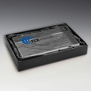 Glass Award Paperweight 5” x 3” x 3/4”