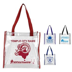 12” W x 12” H x 6” Gusset - “Matterhorn” Clear Vinyl Stadium Compliant Tote Bag