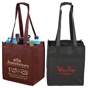 10"W x 11"H x 7”Gusset - "THE SONOMA" 6 Bottle Wine Tote Bag