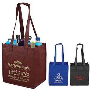 10"W x 11"H x 7”Gusset - "THE SONOMA" 6 Bottle Wine Tote Bag