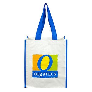 12W x 14H x 7Gusset - NICOLE Full Color Laminated Woven Wrap Tote and Shopping Bag