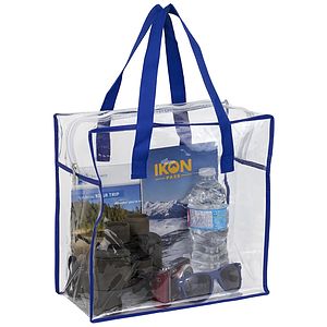 12"W x 12"H x 6"Gusset – “ARETE" Clear Vinyl Stadium Compliant Tote Bag with Zipper