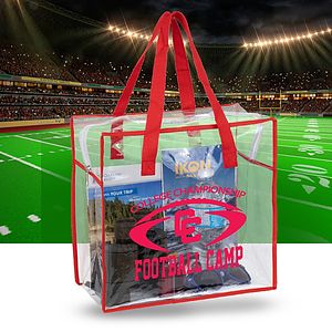 12"W x 12"H x 6"Gusset – “ARETE" Clear Vinyl Stadium Compliant Tote Bag with Zipper