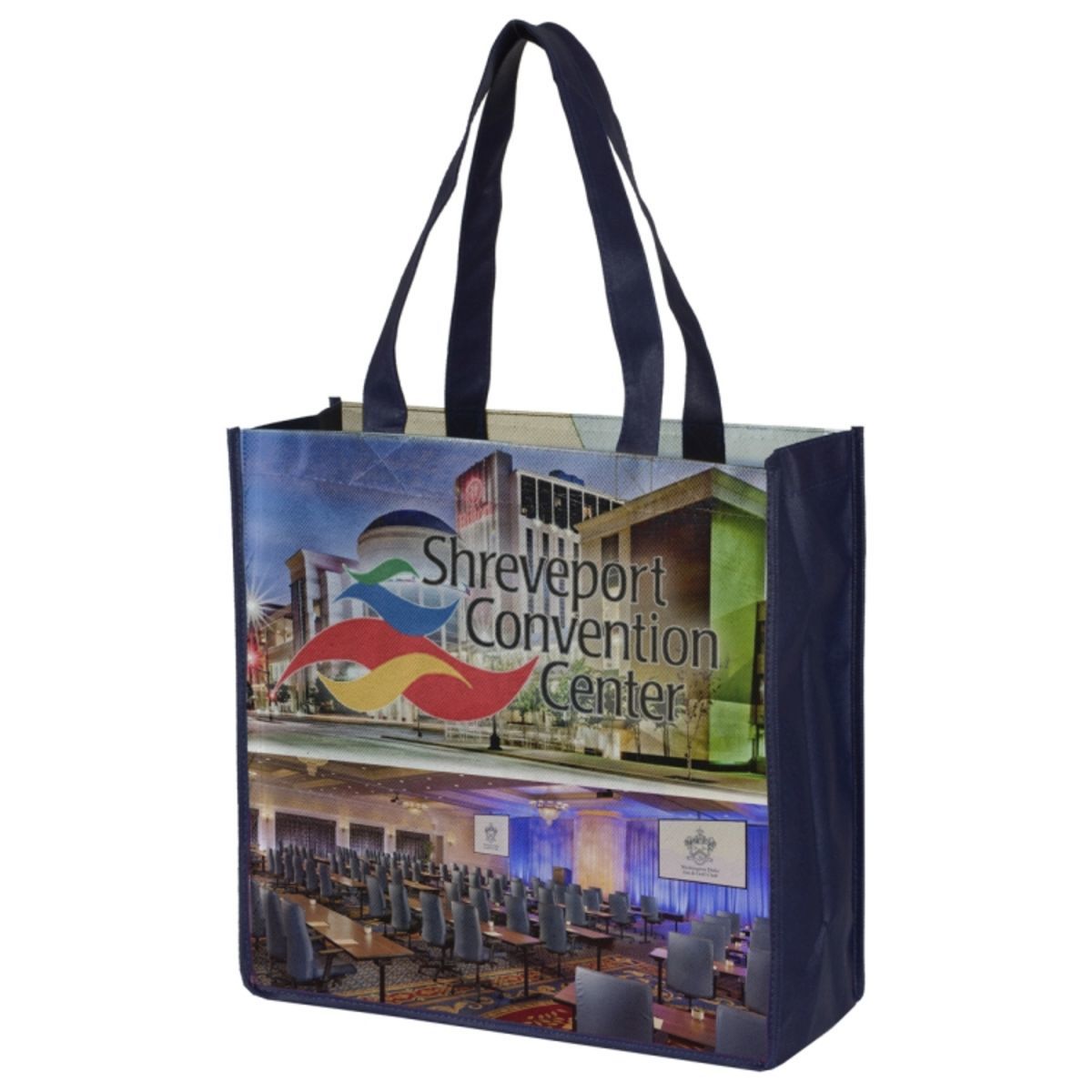 13W x 13H x 5Gusset - COLUMBUS Full Color Import Air Ship Grocery Shopping Tote Bags