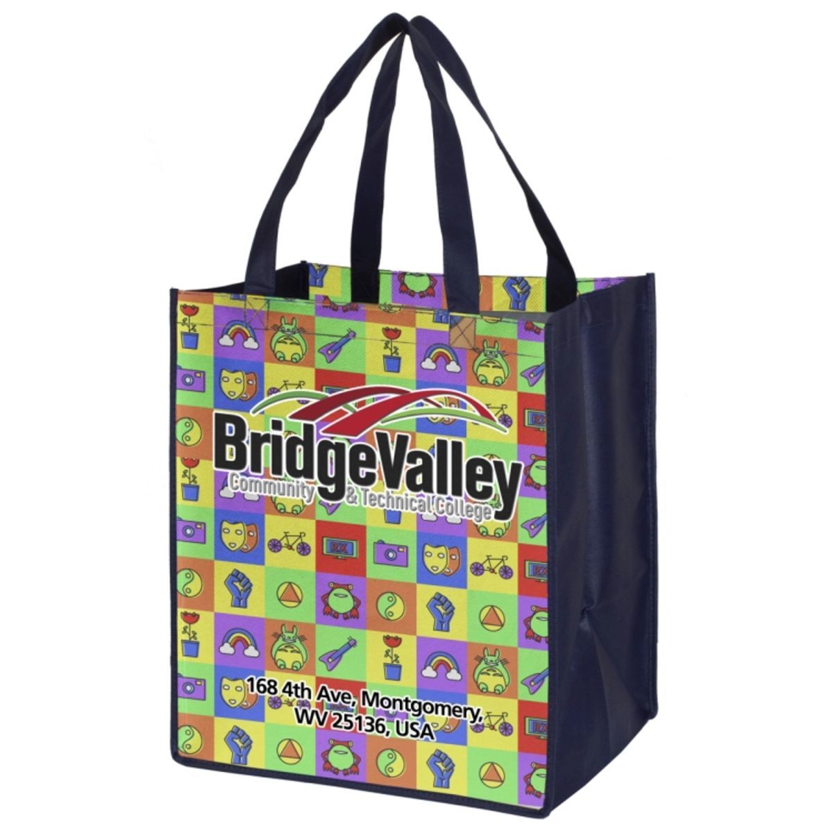 13”W x 15”H x 10”Gusset - “GROVE” Full Color Import Air Ship Grocery Shopping Tote Bags