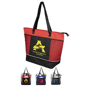 22”W x 16”H x 7 ½”Gusset - "FROST LINE" Super-Sized Insulated Zipper Cooler Tote