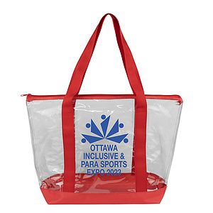 19”W x 13 ½”H x 6”Gusset - "BONDI" Jumbo Clear Zippered Tote Bag