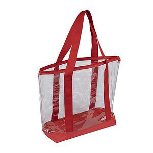 19”W x 13 ½”H x 6”Gusset - "BONDI" Jumbo Clear Zippered Tote Bag