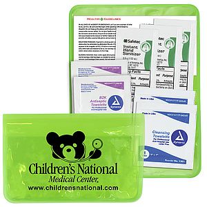 "Orion" Sanitizer & Wipes On-the-Go Kit in Colorful Vinyl Pouch