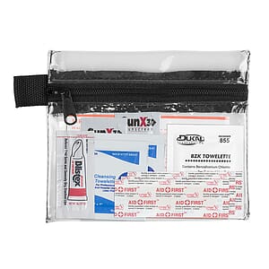 "Europa" 5 Piece Kit with 3-Ply Mask & Antiseptic Wipes in Zipper Pouch