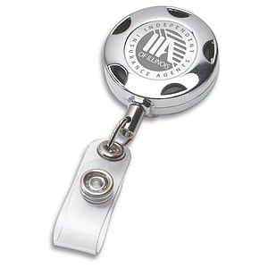 32" Cord Round Chrome Solid Metal Sport Retractable Badge Reel & Badge Holder