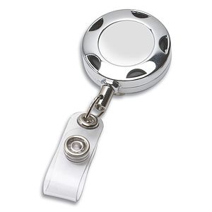 32" Cord Round Chrome Solid Metal Sport Retractable Badge Reel & Badge Holder