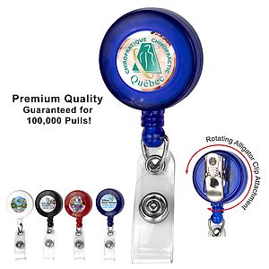 "Bellefontaine VL" 30" Cord Round Retractable Badge Reel and Badge Holder with Rotating Alligator Cl