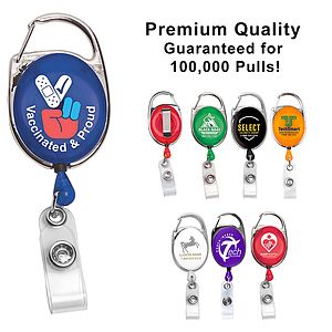 "Oberlin" 30” Cord Retractable Carabiner Style Badge Reel and Badge Holder (Patent D539,122)