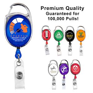 "Oberlin" 30” Cord Retractable Carabiner Style Badge Reel and Badge Holder (Patent D539,122)