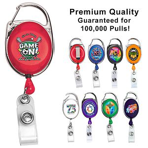 "Oberlin PI" 30” Cord PhotoImage ® Full Color Imprint* Retractable Carabiner Style Badge Reel and Ba