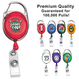 "Oberlin PI" 30” Cord PhotoImage ® Full Color Imprint* Retractable Carabiner Style Badge Reel and Ba