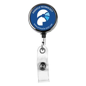 30" Cord Gunmetal Colored Solid Metal Retractable Badge Reel and Badge Holder with Full Color Vinyl