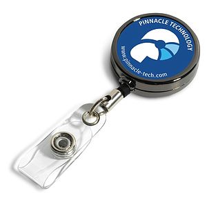 30" Cord Gunmetal Colored Solid Metal Retractable Badge Reel and Badge Holder with Full Color Vinyl