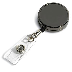 30" Cord Gunmetal Colored Solid Metal Retractable Badge Reel and Badge Holder with Full Color Vinyl
