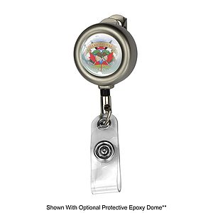24" Cord Round Matte Solid Metal Retractable Badge Reel and Badge Holder