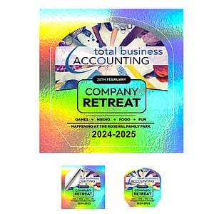 “CUSTOMCUT™” 9.1 sq inch to 16 sq. inch Full Color Custom Shape Removable Vinyl Stickers in Singles