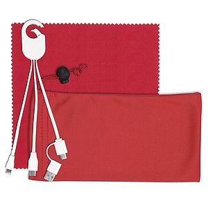 "RECHARGE PACK" Mobile Tech Charging Cable Kit in Microfiber Cinch Pack Components