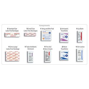 "TEAM MOM" 21 Piece All Purpose First Aid Kit in Zipper Mesh pack Components
