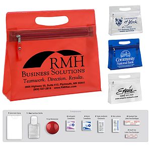 "UP, UP AND AWAY" 27 Piece Advanced First Aid Travel Kit in Vanity Travel Pack with Zipper Component