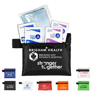 "Europa" 5 Piece Kit with 3-Ply Mask & Antiseptic Wipes in Zipper Pouch