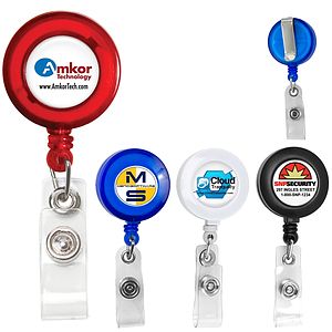 "Lorain VL" 30” Cord Round Retractable Badge Reel and Badge Holder with Metal Slip Clip Attachmement
