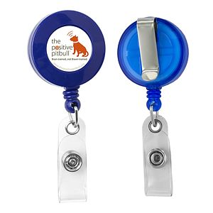 "Worthington VL" 30” Cord Round Jumbo Imprint Retractable Badge Reel and Badge Holder with Metal Sli