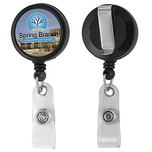 30""Worthington VL" 30” Cord Round Jumbo Imprint Retractable Badge Reel and Badge Holder with Metal