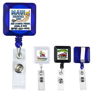 "Kent VL" 30” Cord Square Retractable Badge Reel and Badge Holder with Metal Slip Clip Attachment