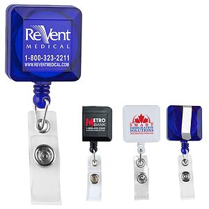 "Kent VL" 30” Cord Square Retractable Badge Reel and Badge Holder with Metal Slip Clip Attachment