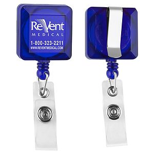 "Kent VL" 30” Cord Square Retractable Badge Reel and Badge Holder with Metal Slip Clip Attachment