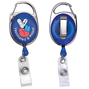 "Oberlin PI" 30” Cord PhotoImage ® Full Color Imprint* Retractable Carabiner Style Badge Reel and Ba